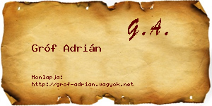 Gróf Adrián névjegykártya